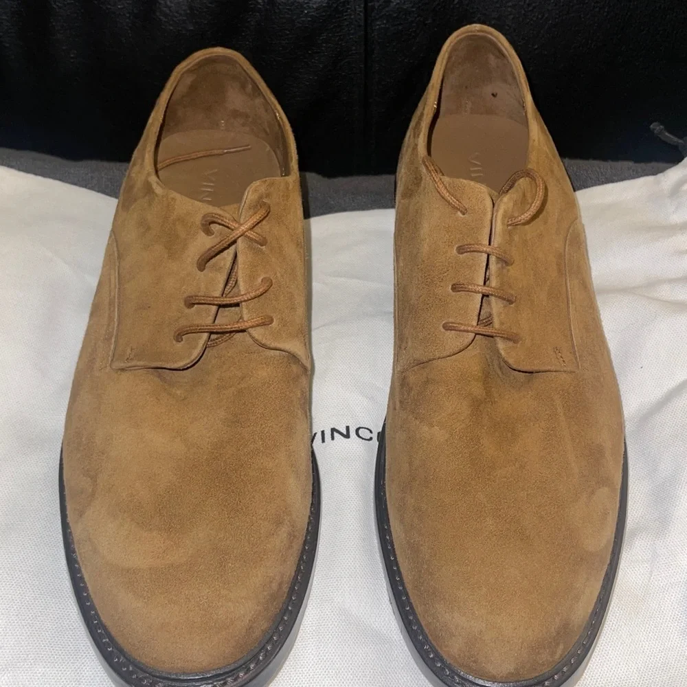 VINCE Men’s Davies Plain Toe Derby Tan Suede Oxfords Suede Size 9.5 US NWOB